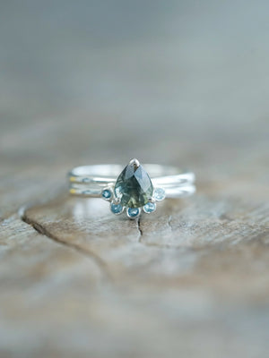 Sapphire and Aquamarine Ring Set for Engagement