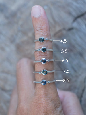 Sapphire and Salt and Pepper Diamond Ring in US size