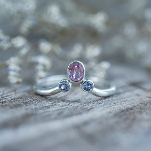 Sapphire and Tanzanite Ring in sterling silver