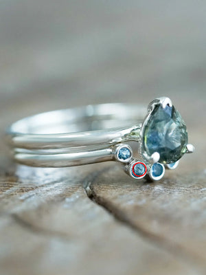 Sapphire and Aquamarine Ring Set