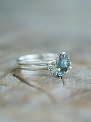 Sapphire and Aquamarine Ring Set