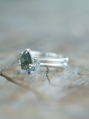 Sapphire and Aquamarine Ring Set
