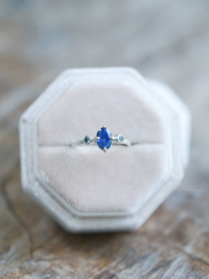 Sapphire and Aquamarine Ring with Prongs - Gardens of the Sun | Ethical Jewelry