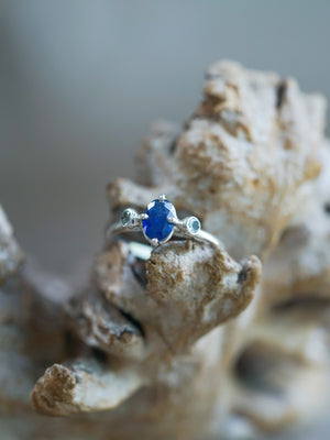 Sapphire and Aquamarine Ring with Prongs - Gardens of the Sun | Ethical Jewelry