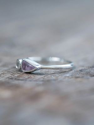 Sapphire and Moonstone Ring in Sterling Silver