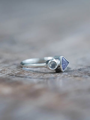 Sapphire and Moonstone Ring in Sterling Silver