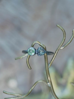 Silver Apatite and Tanzanite Ring