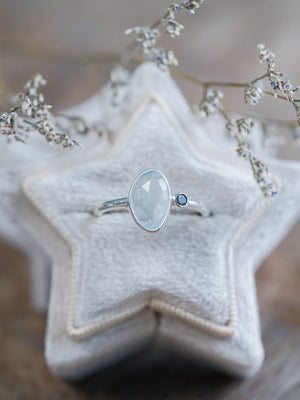 Silver Aquamarine and Sapphire Ring