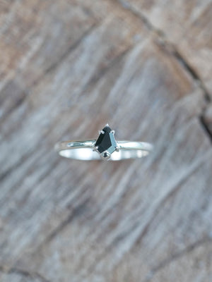 Silver Black Shield Diamond Ring