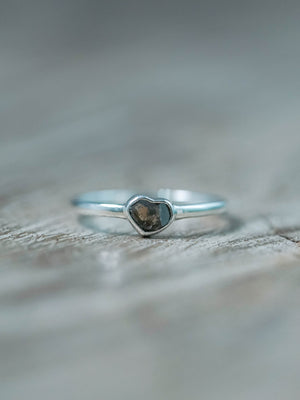 Silver Diamond Heart Ring