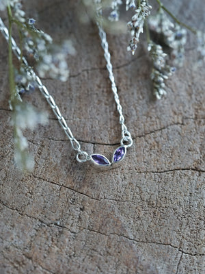 Silver Marquise Amethyst Necklace