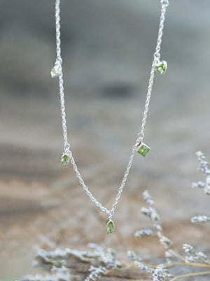 Silver Peridot August Birthstone Charm Bracelet