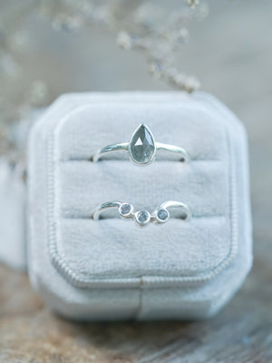 Silver Rose Cut Spinel Ring Set