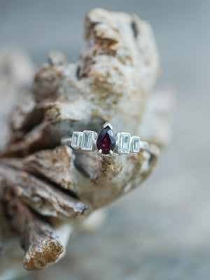 Silver Ruby and Zircon Ring