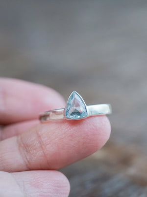 Silver Triangle Aquamarine for Men Engagement Ring