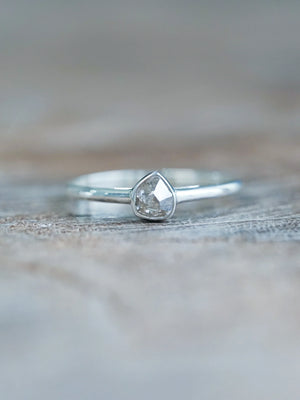 Silver Wonky Pear Diamond Ring