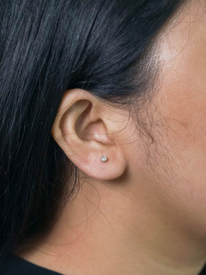 Small Diamond Earrings in Silver