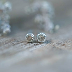 Small Diamond Stud Earrings in Silver