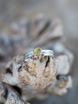 Sphene and Garnet Ring Set