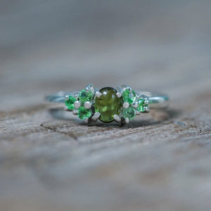 Tourmaline and Tsavorite Garnet Ring - Ethical Jewelry | Gardens of the Sun