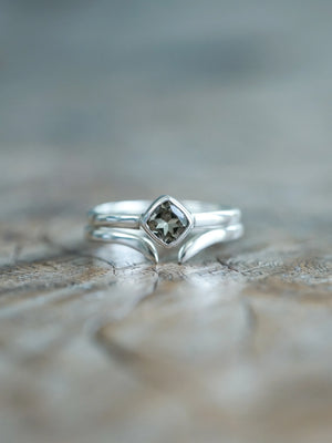 Square Cushion Cut Tourmaline Ring Set in Recycled Sterling Silver