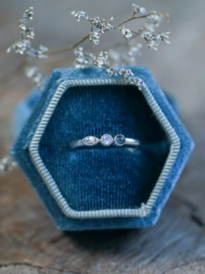 Sterling Silver Aquamarine, Moonstone and Labradorite Ring