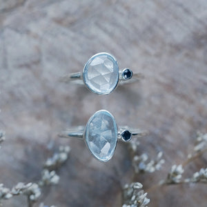 Sterling Silver Aquamarine and Sapphire Ring