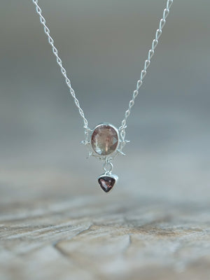 Sterling Silver Double Sapphire Embrace Pendant Necklace