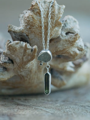 Sterling Silver Montana Sapphire and Tourmaline Necklace