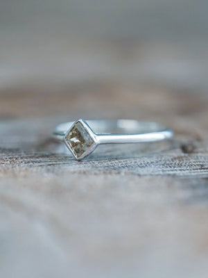 Sterling Silver Natural Brown Kite Diamond Engagement Ring