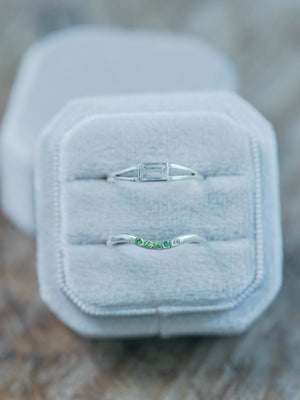 Sterling Silver Powellite and Tsavorite Garnet Ring Set