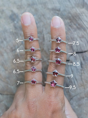 Sterling Silver Star Garnet Rings