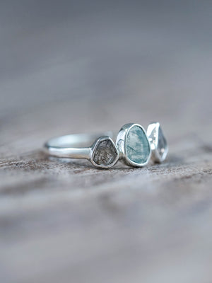 Sterling Silver Three Ethical Diamond Slice Ring