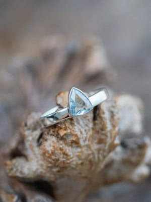 Sterling Silver Triangle Aquamarine for Mens Engagement Ring
