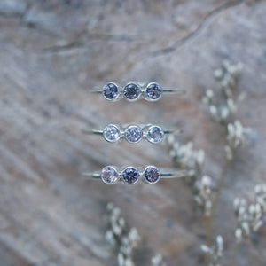 Sterling Silver Triple Spinel Ring