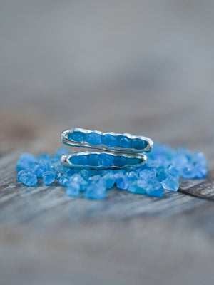 Stud earrings - Blue Hauyne Earrings with Hidden Gems in sterling silver