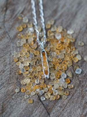 Sustainable Rough Citrine Necklace with Hidden Gems in recycled sterling silver