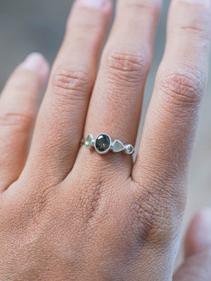 Sustainable Tourmaline, Labradorite and Sapphire Ring