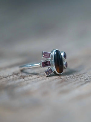 Tea Opal and Sapphire Ring