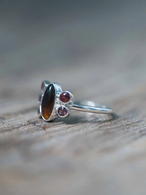 Tea Opal and Sapphire Ring