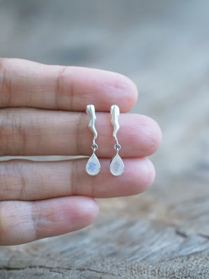 Thunderbolt Moonstone Earrings in sterling silver