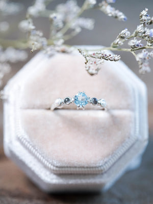 Topaz, Labradorite and Pearl Ring