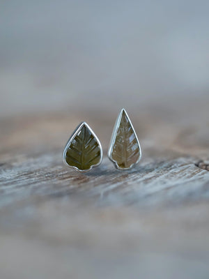 Tourmaline Leaf Earrings - Gardens of the Sun | Ethical Jewelry