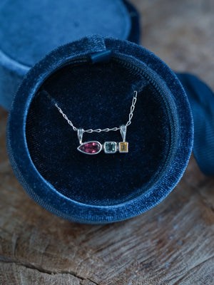 Tourmaline, Sapphire and Citrine Necklace