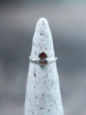 Tourmaline and Red Garnet Ring in Silver