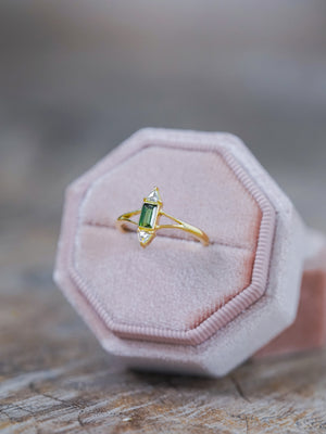 Tourmaline and Diamond Ring in Gold - Size 7 - Gardens of the Sun | Ethical Jewelry