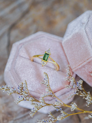 Tourmaline and Diamond Ring in Gold - Size 7 - Gardens of the Sun | Ethical Jewelry