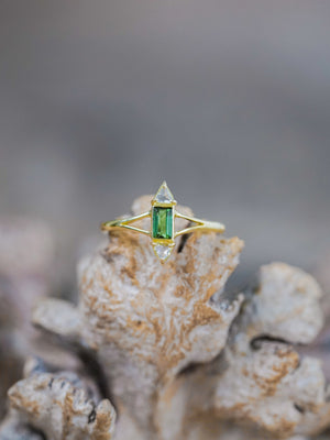 Tourmaline and Diamond Ring in Gold - Size 7 - Gardens of the Sun | Ethical Jewelry