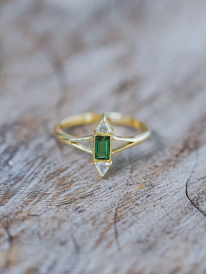 Tourmaline and Diamond Ring in Ethical Gold