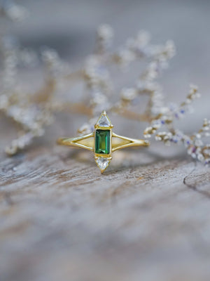 Tourmaline and Diamond Ring in Gold - Size 7 - Gardens of the Sun | Ethical Jewelry